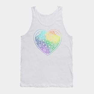 Mandala heart and zentangle patterns rainbow Tank Top